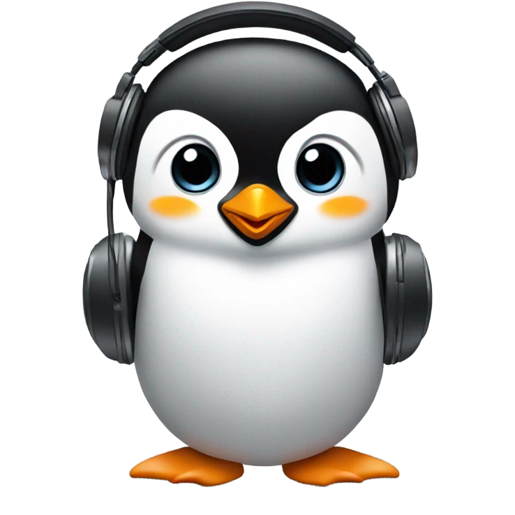 penguin with laptop & headphone emoji