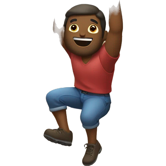 Man dangling off mountain emoji