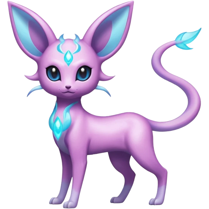 Shiny Sparkly Bioluminescent Glowing Espeon-Lumineon-Skitty-Amaura-Dragonair-Fakémon-hybrid-creature (full body)  emoji