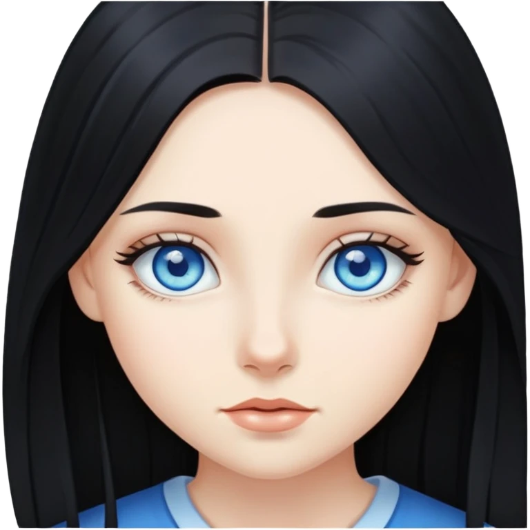 Girl with blue eyes and long black hair emoji