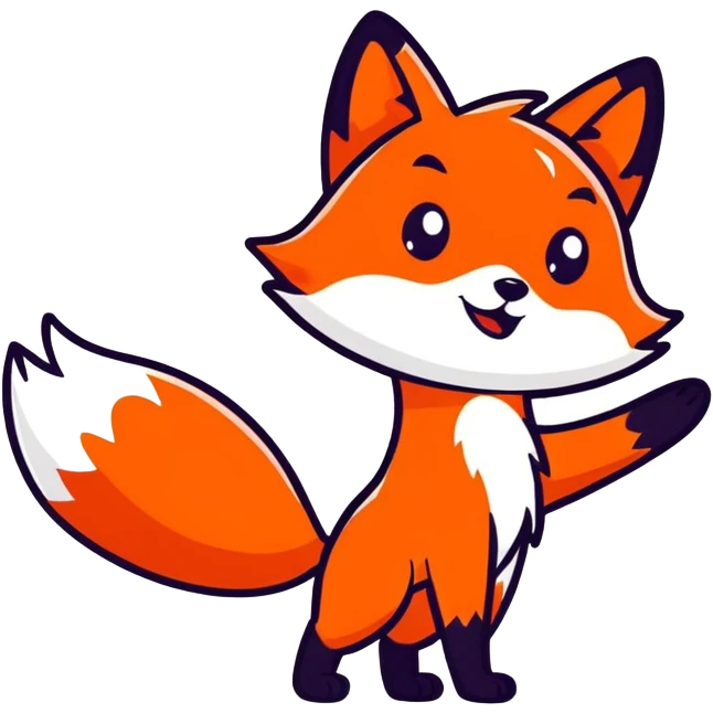 Red fox waving hi emoji