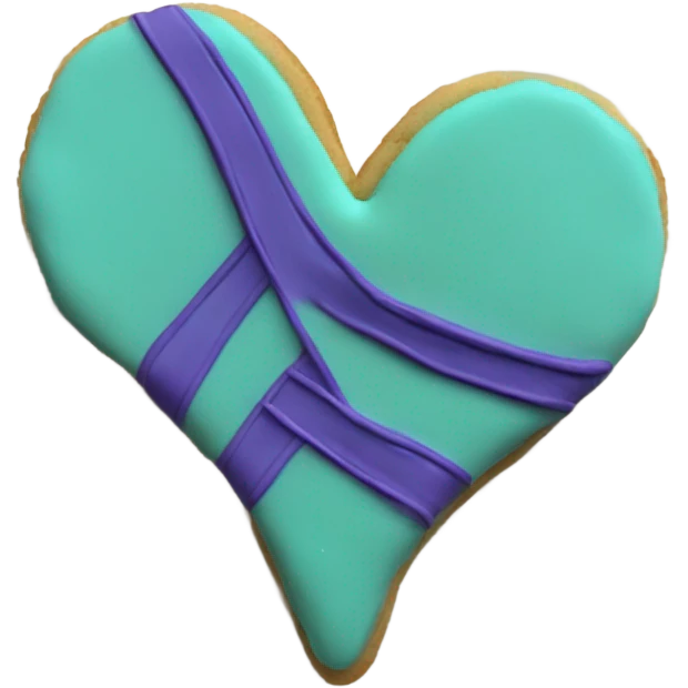 Purple and teal Suicide awareness ribbon on heart cookie emoji