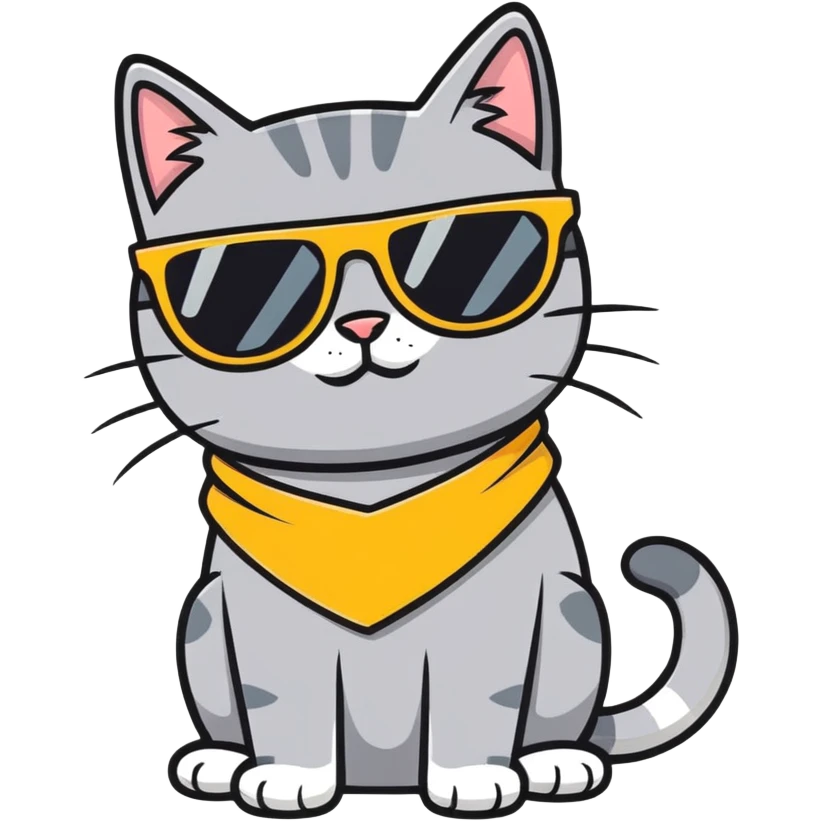 All Grey Cat with sunglasses emoji