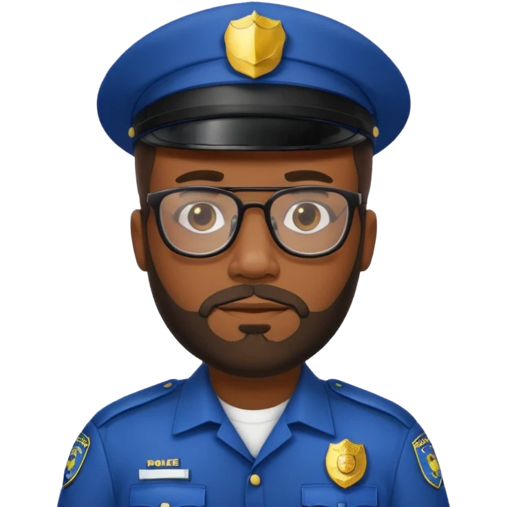 Police officer with glasses and beards black man emoji