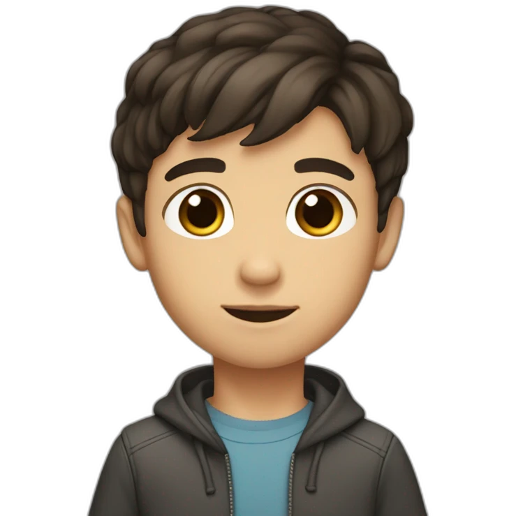 a 14 years boy , with a short dark brown hair , and brown eyes , and light skin emoji