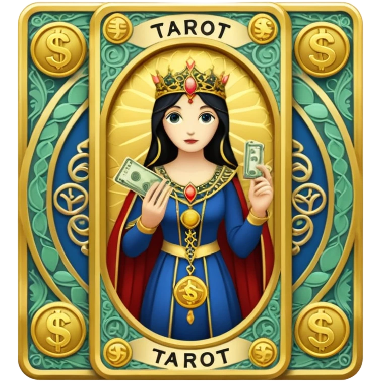 Tarot card with money emoji
