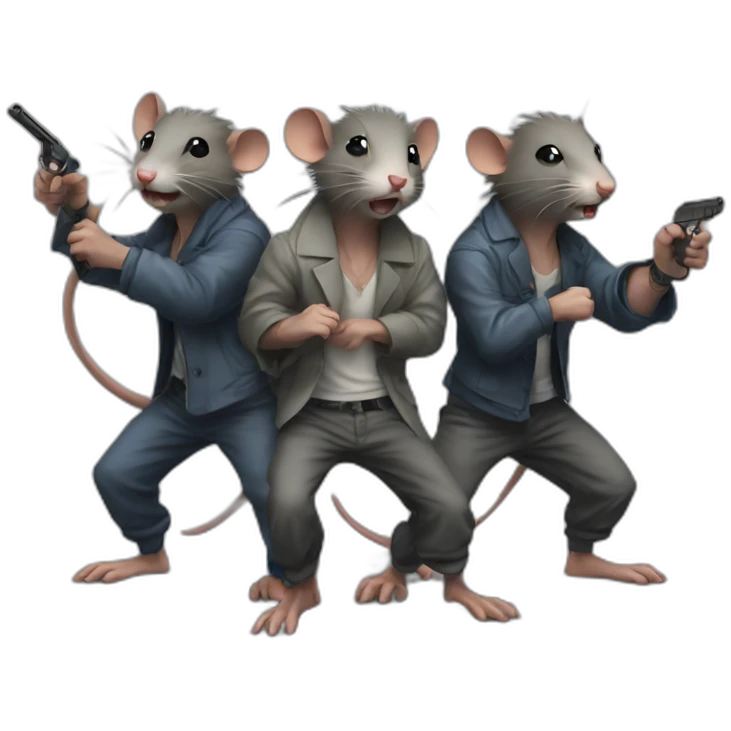 group of gangster rats fighting emoji