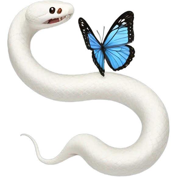 White snake with wings of butterfly in the middle of its body emoji