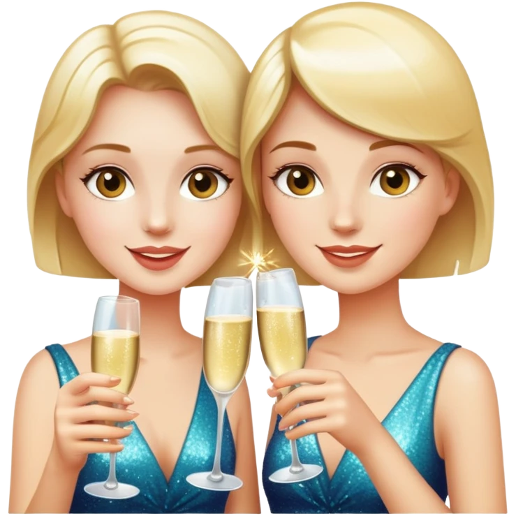 Girly aesthetic two Champagne glass clink with sparkle  emoji