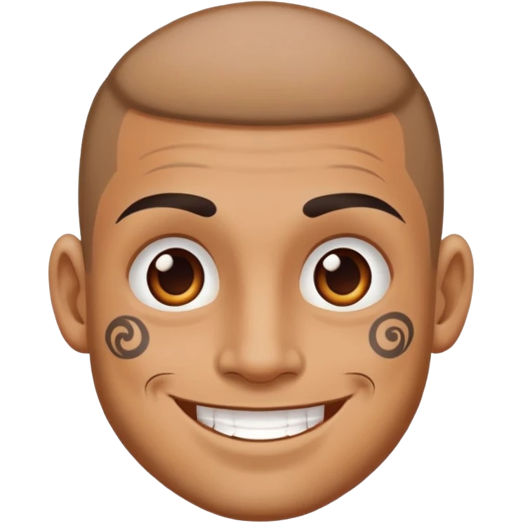 man with small face tattoos, smiling emoji