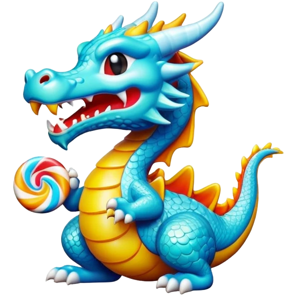 Beijing sugar-blown animal figurines traditional craft candy, simplified emoji style with bold outlines and bright colors, cartoon style dragon shaped sugar art emoji