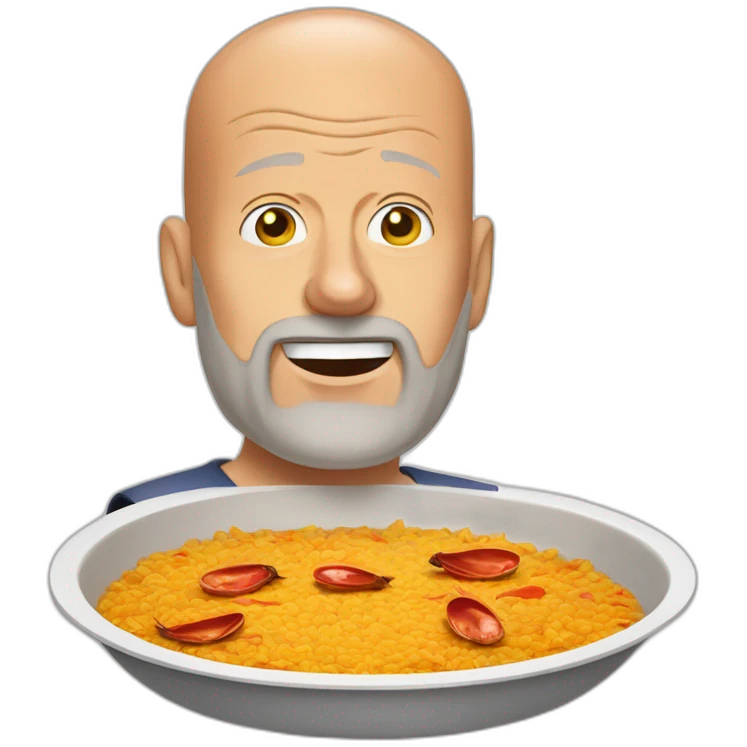 Bruce willis with beard mange une paella emoji