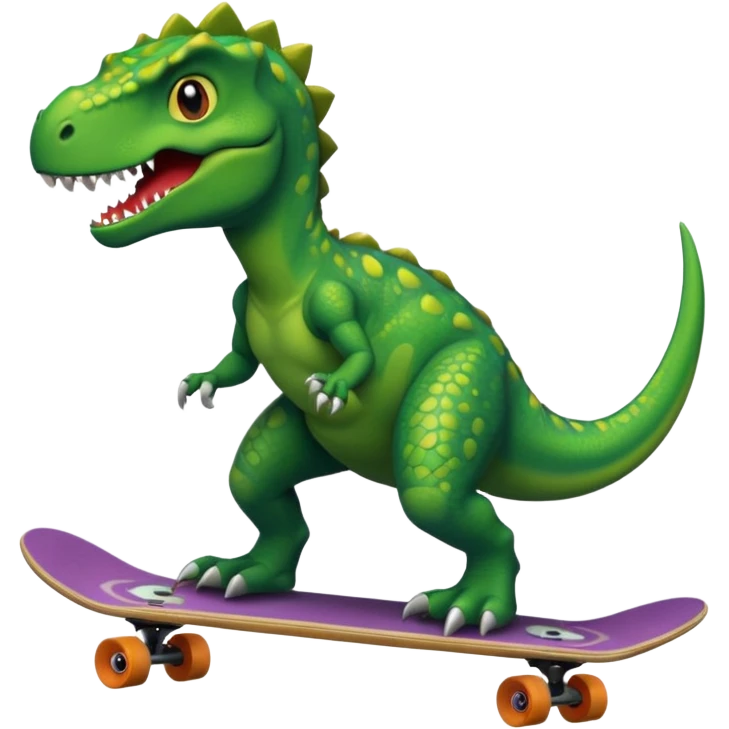 Dinosaur on a skateboard emoji
