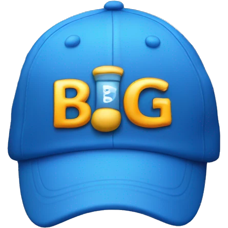 a blue cap where its written "Big Deal" on the front just the cap emoji