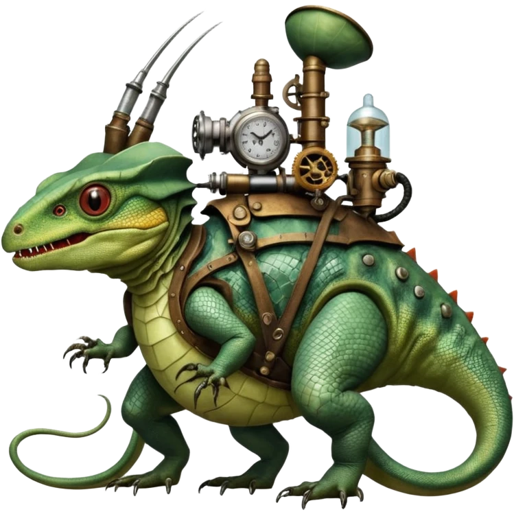 cinematic steam-punk -  hieronymus bosch phantasmagoric mutated creatures - hybrids of human and reptiles emoji