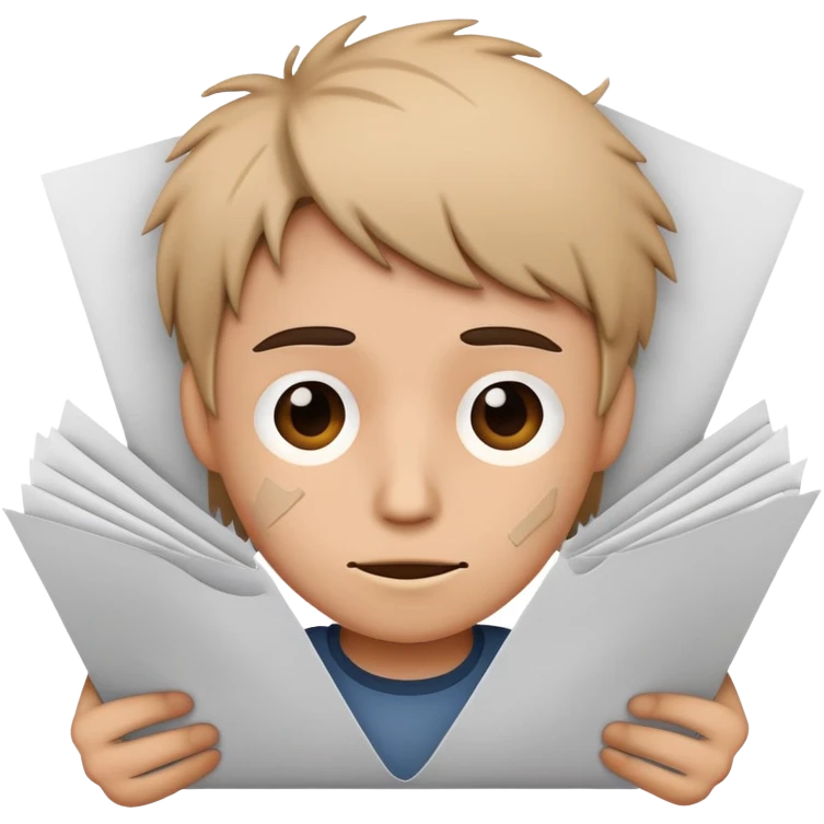Persona desorganizada con papeles emoji