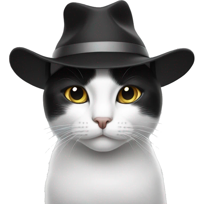 Black and white cat with hat emoji