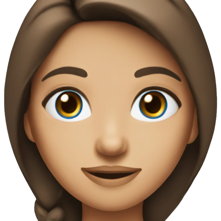 brunette woman in santa costume with blue eyes and tanned emoji