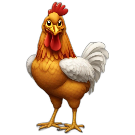 pollo con una polea en medio emoji