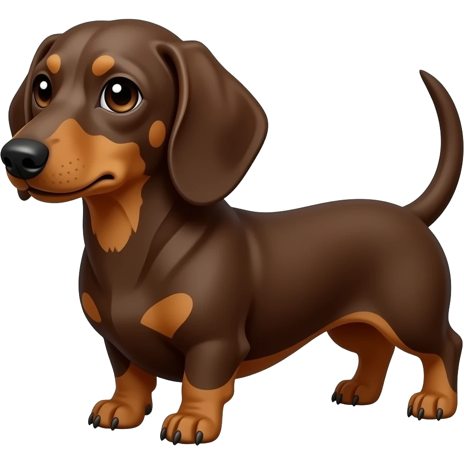 Quiero un perrito salchicha marrón con algún tono más claro en las paticas y alrededor de los ojitos emoji