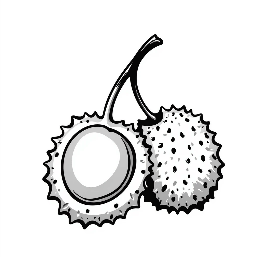 hand-drawn lychee fruit with stem and textured skin emoji