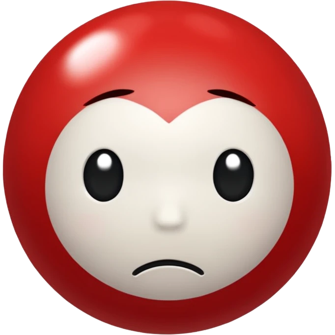 Little red ball with sad face with text: pallina emoji