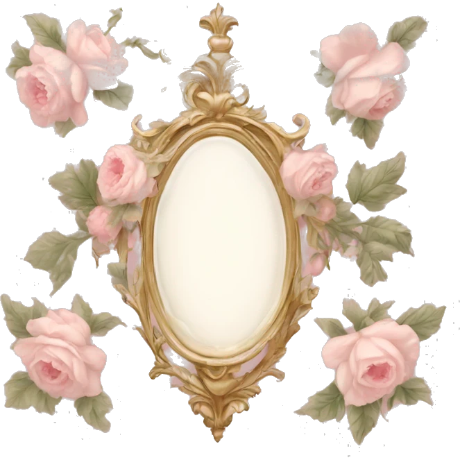 vintage rococo light pink dainty floral vanity emoji