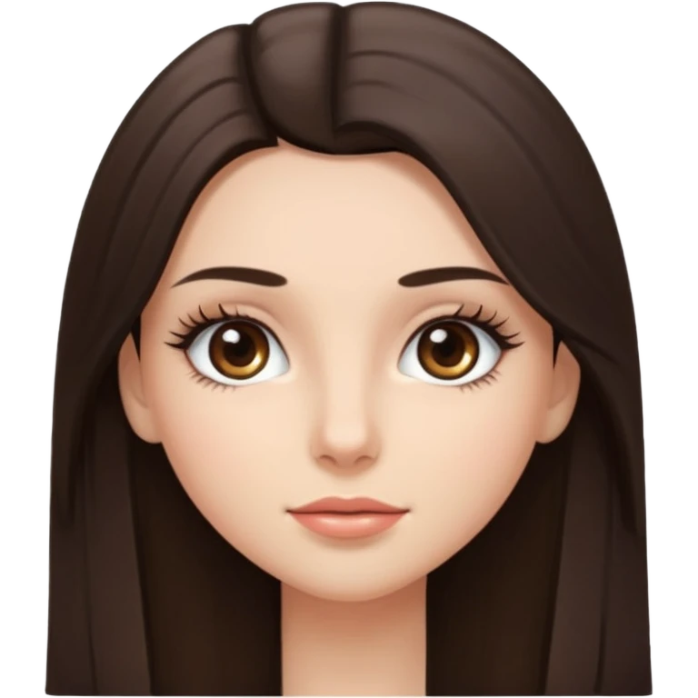 Brunette girl with long eyelashes and strait hair emoji