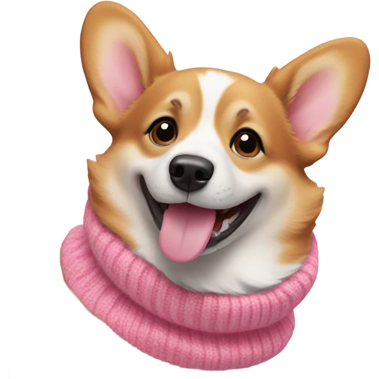 A corgi dog is smiling in a pink sweater emoji