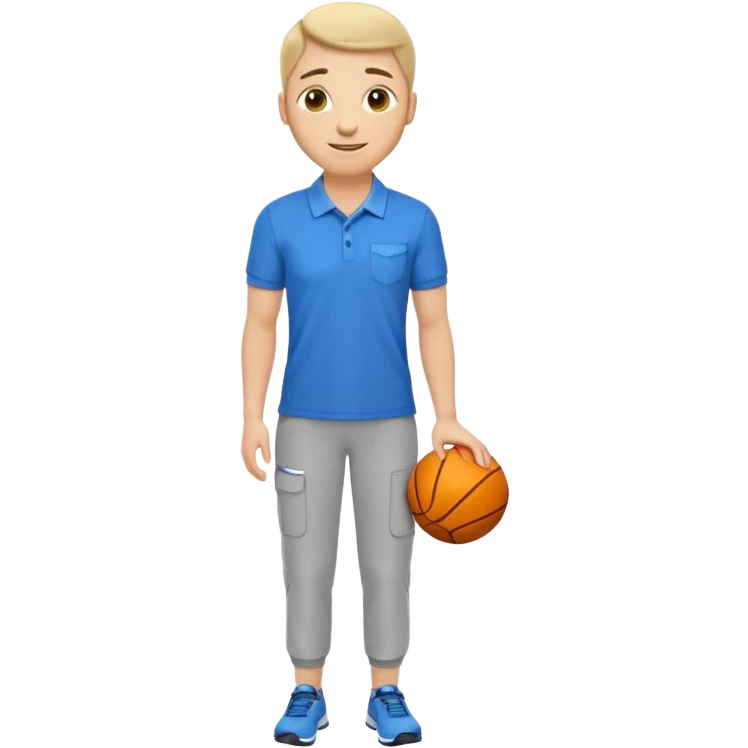 full body physiotherapist, polo and sports pants, relaxed posture, emoji style emoji
