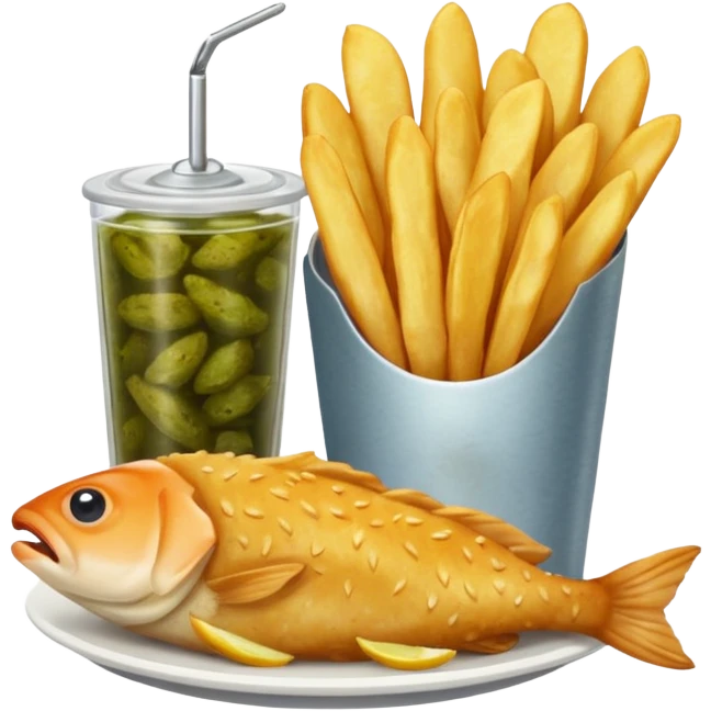 Fish and chips and gerkin emoji