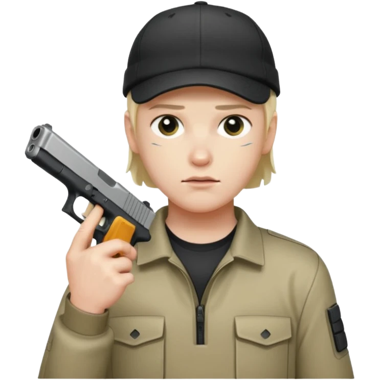 Emoji de iPhone Fantasma con glock 19 en la mano izquierda y con gorra emoji