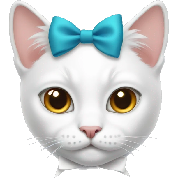 White cat with a bow on his head emoji