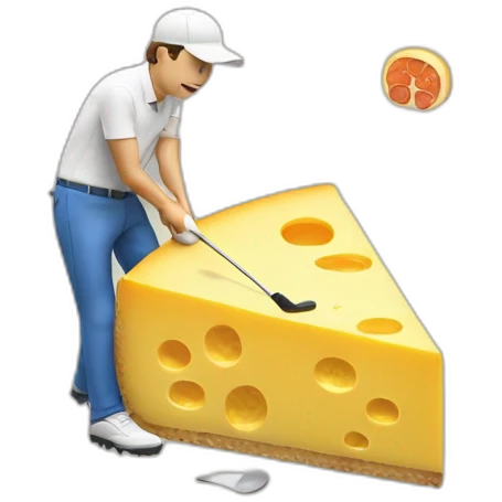 golf putting on a slice of cheese emoji