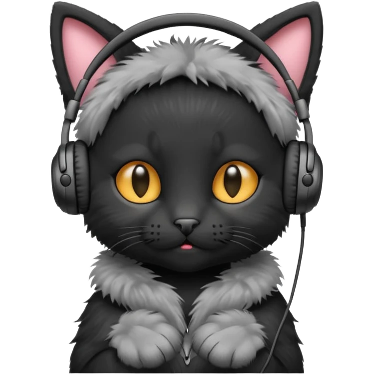 black kitten in headphones emoji