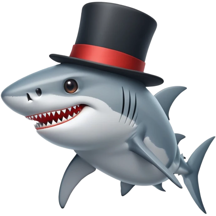 Shark with a top hat emoji