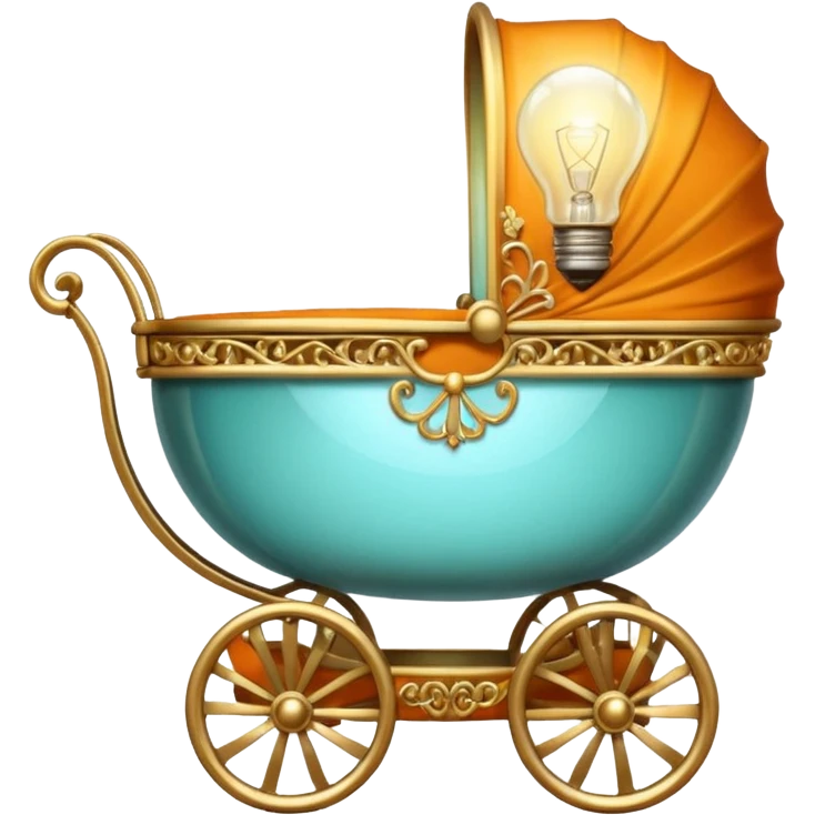 baby carriage with a lightbulb swaddled inside emoji
