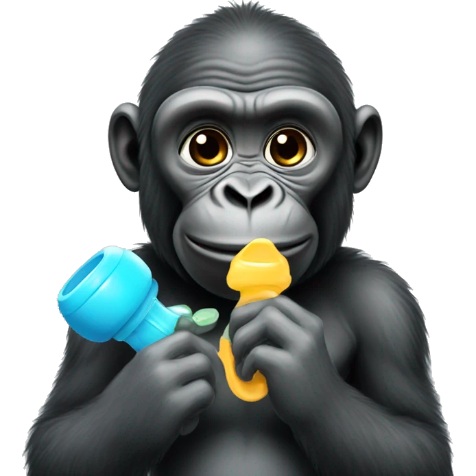 Gorillas touching pacifiers emoji