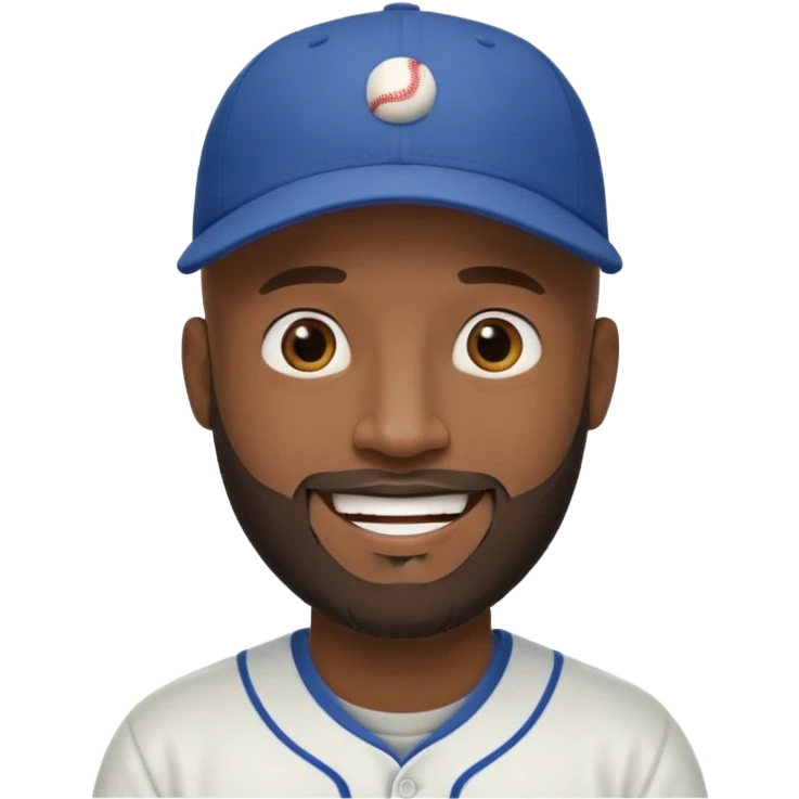 Man with bald head and beard and slightly dark skin wearing a baseball cap emoji