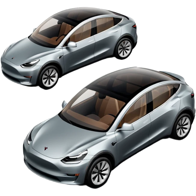 A Tesla Model Y parallel parking in front of a store, from above emoji