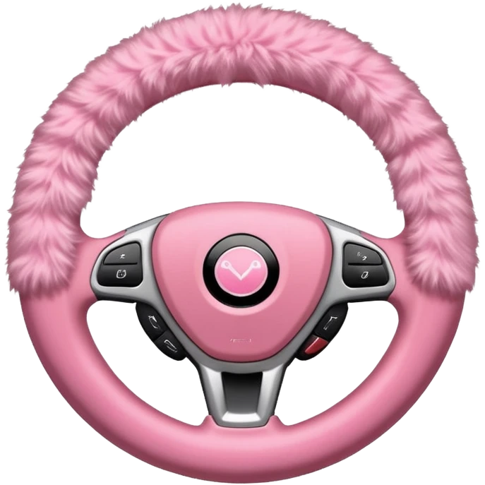 steering wheel with fluffy pink cover emoji