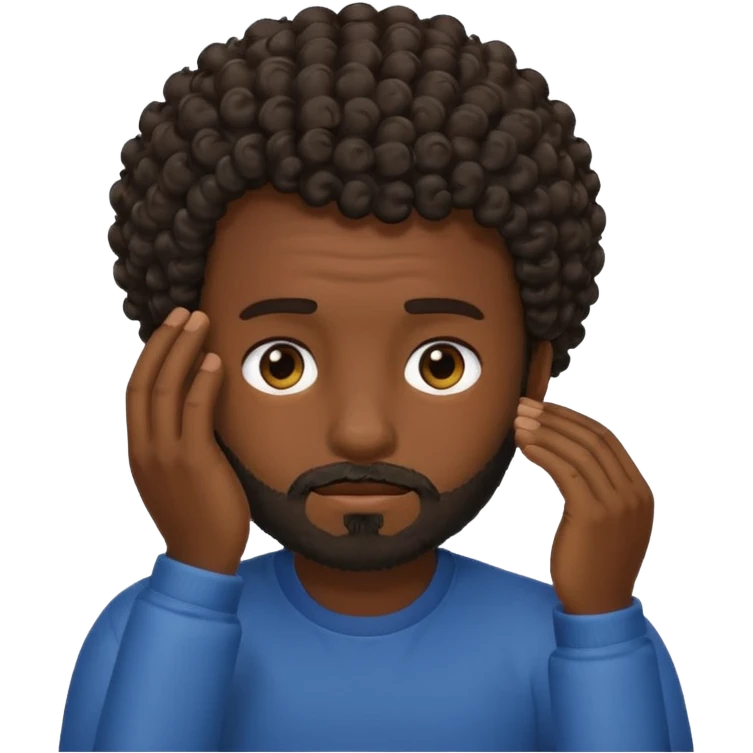 face palm man, dark skin , short hair curly , facial  small beard emoji