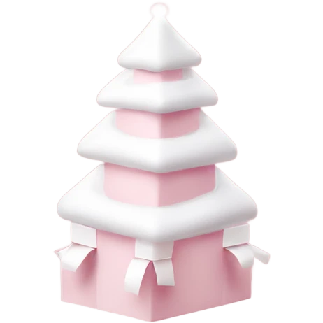 Light pink Christmas gifts under a white Christmas tree  emoji
