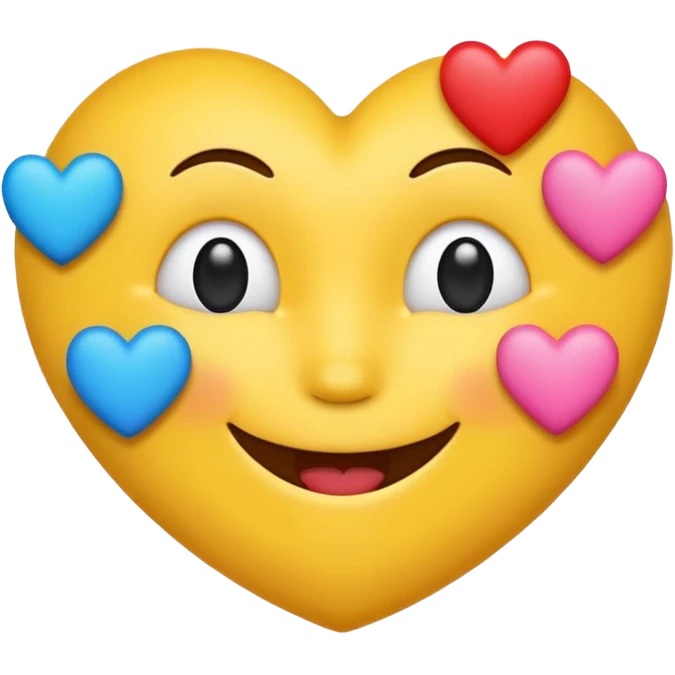 Smiling emoji kissing with different color hearts emoji