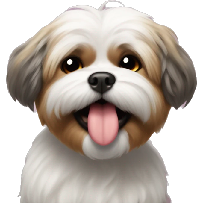Shitzu with tongue sticking out mouth closed emoji