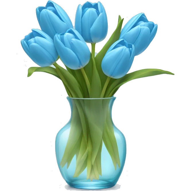 Light blue tulips in glass vase  emoji