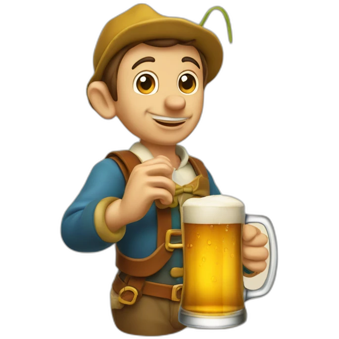 Pinocchio qui bois une biere emoji