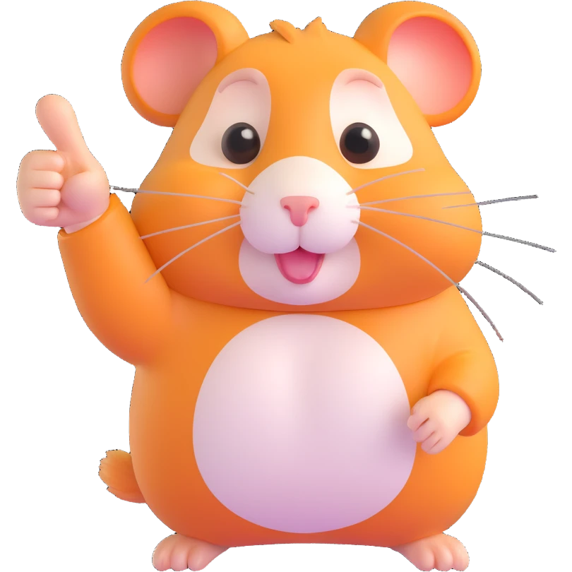 a hamster giving a thumbs down, clear hand gesture, expressive face emoji
