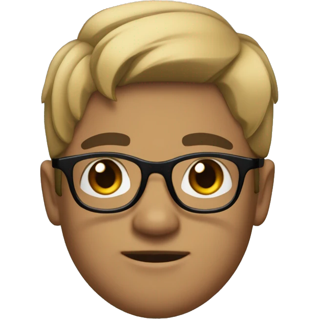 young, with transparent square glasses, black hair combed to the side, a little wavy, a mole on his cheek, light brown skin, black eyes, a thin face and medium-sized ears. emoji
