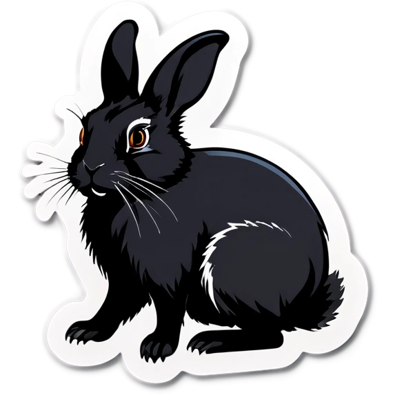 postage stamp of a black rabbit emoji